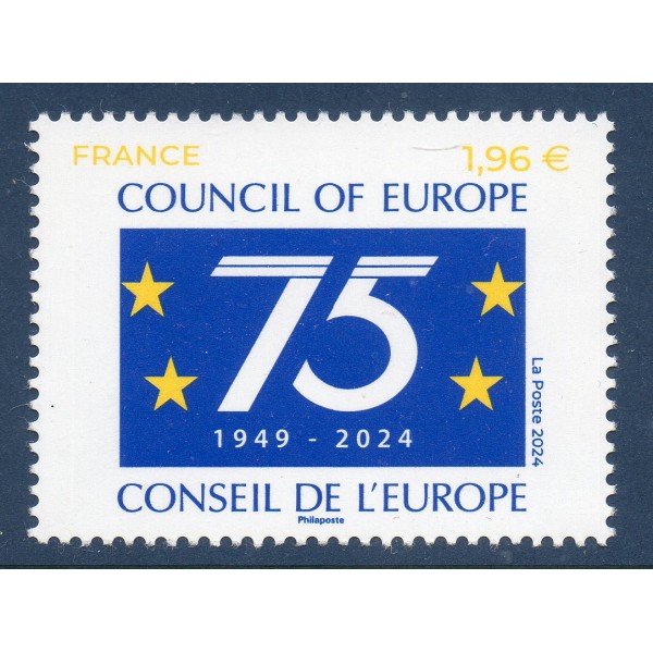 Timbre France Service 187 - 75 ans du Conseil de l'Europe Neuf