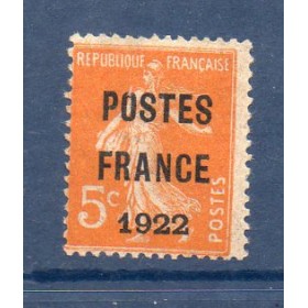 Timbre France Préoblitérés Yvert 36 semeuse poste France 1922 5c orange neuf sans gomme