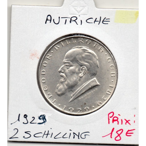 Autriche 2 Schilling 1929 , Spl KM.2844 Billroth