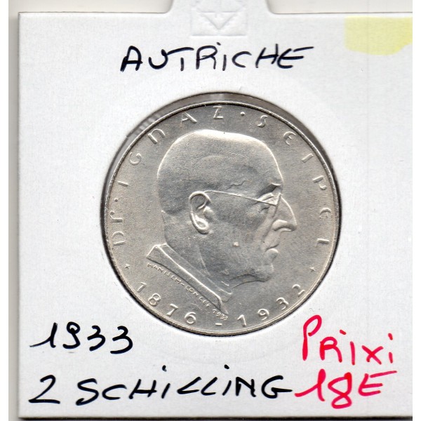 Autriche 2 Schilling 1933, Sup KM 2849 Seipel