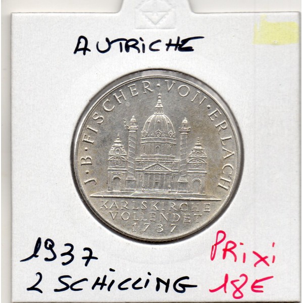 Autriche 2 Schilling 1937, Spl KM.2859 église St. Karl