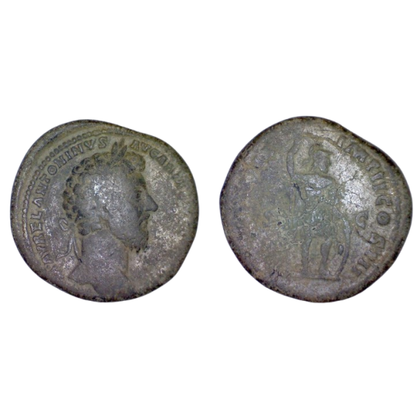 Sesterce de Marc Aurèle (164) RIC.861 Mars, Rome