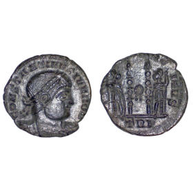 AE3 Constantin II (330-335), RIC.550 GLORIA EXERCITVS, Treves