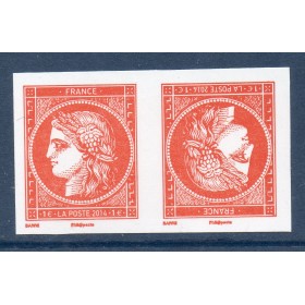 Timbre France Yvert No 4874a paire tete beche du bloc du salon du timbre 2014
