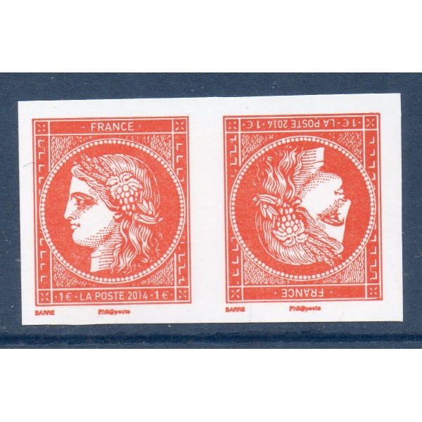 Timbre France Yvert No 4874a paire tete beche du bloc du salon du timbre 2014