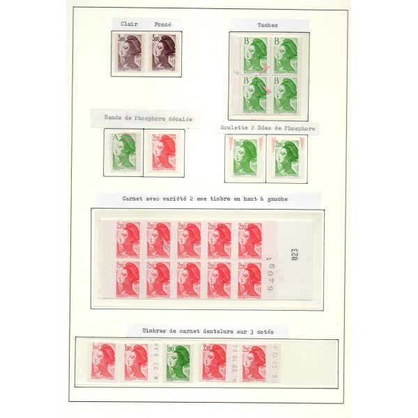 lot 2 de variétés de Timbres France liberté neufs**