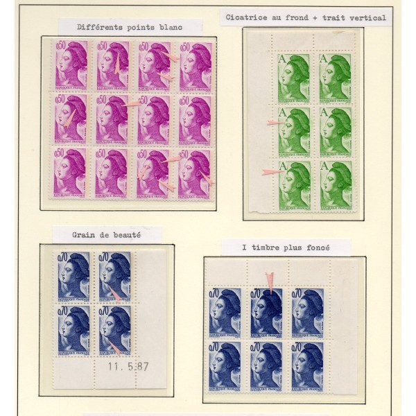 lot 4 de variétés de Timbres France liberté neufs**