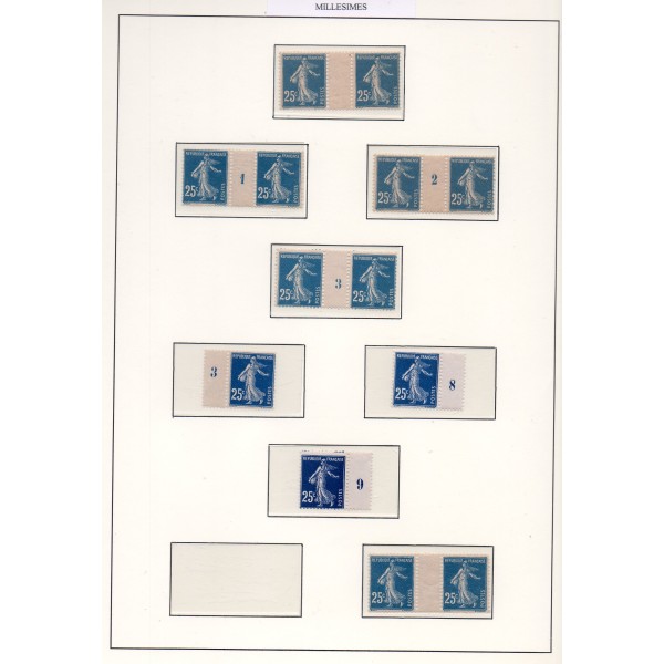 lot 7 de variétés de Timbres France semeuses avec millésimes neufs**