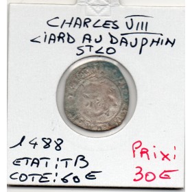 Liard au Dauphin Saint-Lo Charles VIII (1488) TB