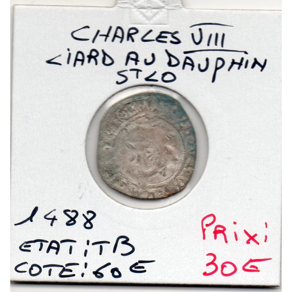 Liard au Dauphin Saint-Lo Charles VIII (1488) TB