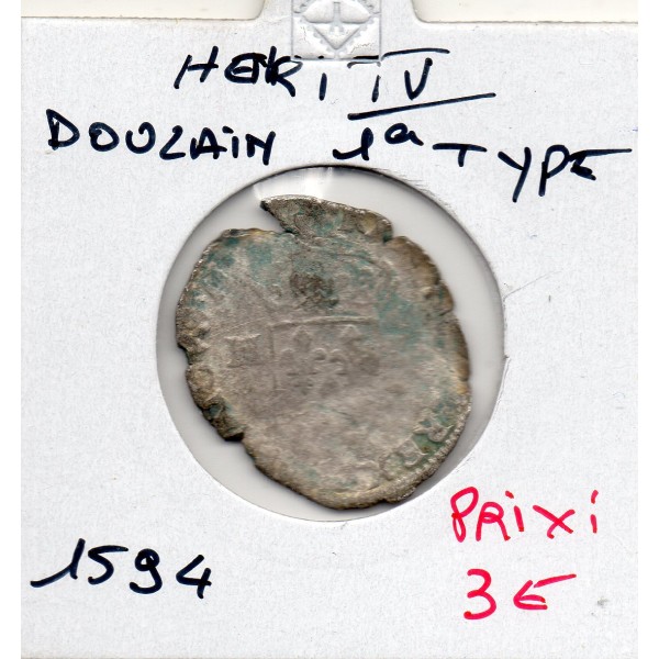 Douzain au 2 H 1er type Henri IV 1594 ANL AB