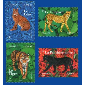 Timbre France 5848-5851 Les Félins Neuf