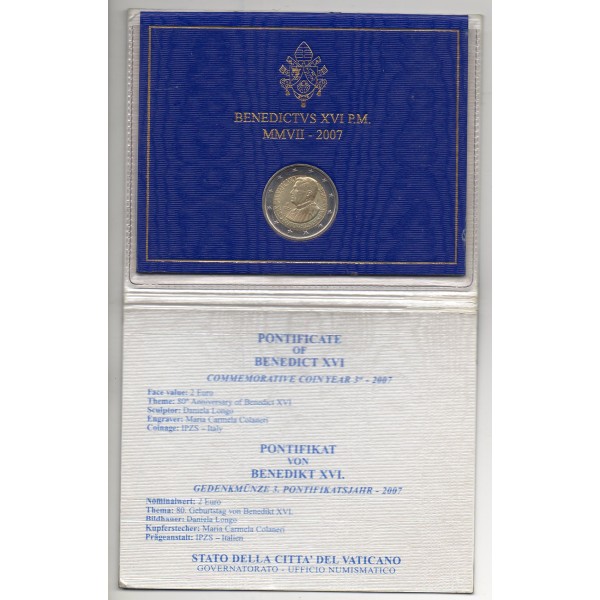 Pièce de 2 euros commémorative Vatican 2007 Benoit XVI