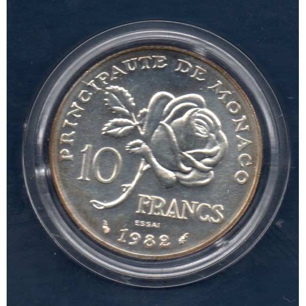 Monaco Essai Argent Grace Kelly 10 Francs 1982 FDC, Gad.158