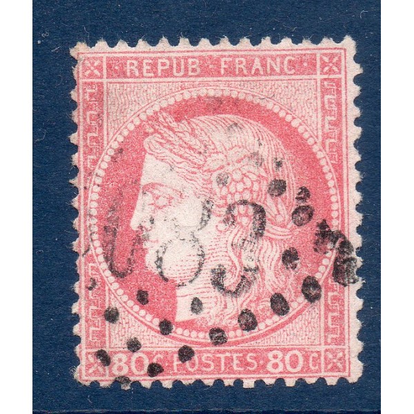 Timbre France Yvert No 57a Type Cérès 80c carmin-rose Oblitéré gros chiffres
