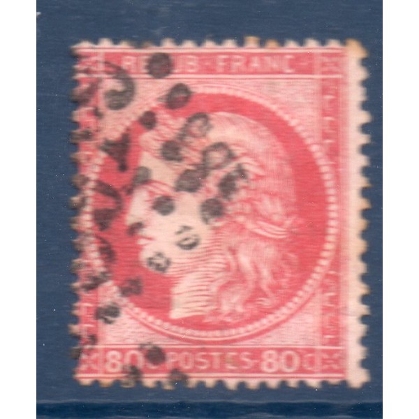 Timbre France Yvert No 57b Type Cérès 80c carmin vif Oblitéré gros chiffres