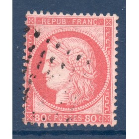 Timbre France Yvert No 57 Type Cérès 80c rose Oblitéré gros chiffres