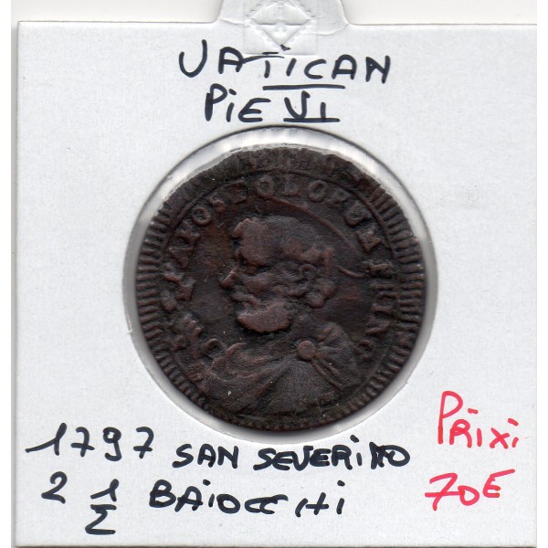 Vatican San Severino Pie VI 2 1/2 Baiocchi 1797 TTB, KM.3