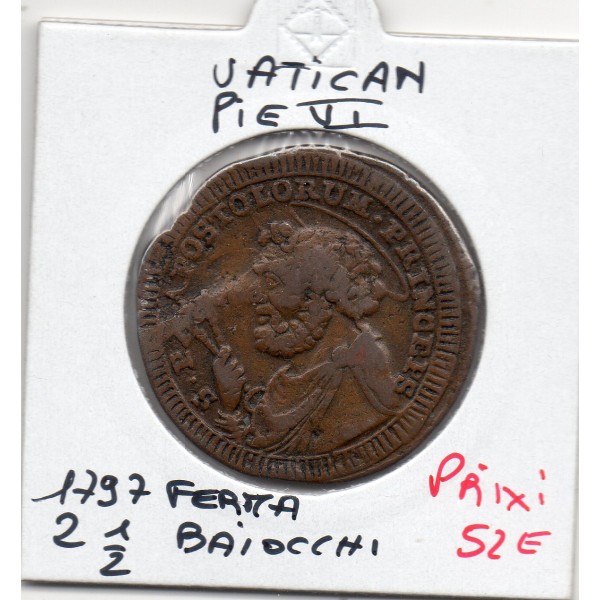 Vatican Pie VI 2 1/2 Baiocchi 1797 TTB, KM.2.1 Fermo