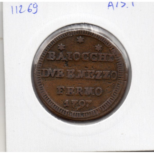 Vatican Pie VI 2 1/2 Baiocchi 1797 TTB, KM.2.1 Fermo