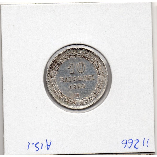 Vatican Pie IX 10 Baiocchi 1850 An IIII R Rome Sup, KM.1342a
