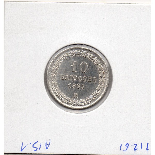 Vatican Pie IX 10 Baiocchi 1865 An XX R Rome Sup+, KM.1342c