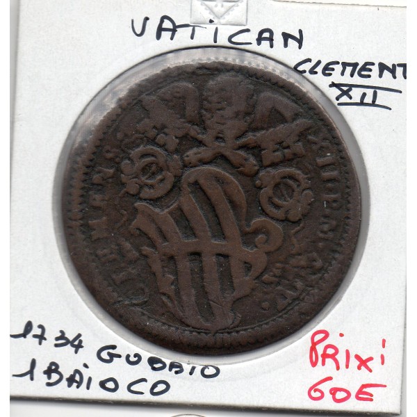 Vatican Gubbio Clement XII 1 Baiocco 1734 TB+