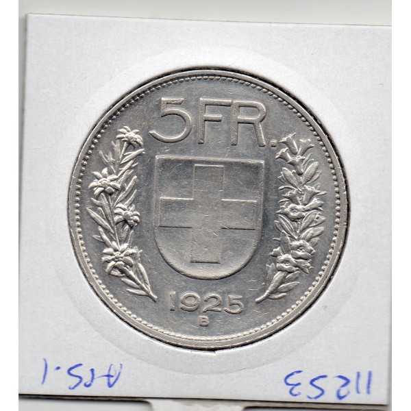 Suisse 5 francs 1925 Sup, KM.37 grand module