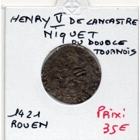 Niquet ou double tounois Rouen Henri V de Lancastre (1421) TB