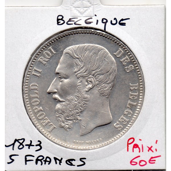 Belgique 5 Francs 1873 Sup+, KM.24 Leopold II
