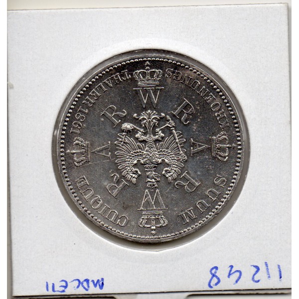 Prusse 1 thaler 1861 KM.488 Couronnement Wilhelm 1er