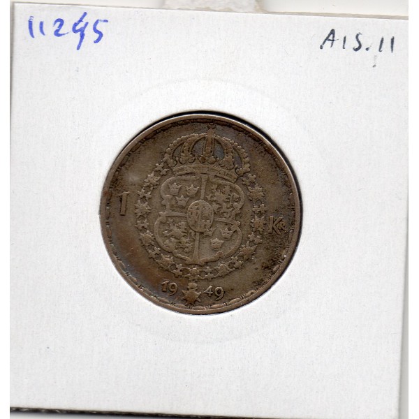 Suède 1 krona 1949 TTB, KM.814 Gustaf V