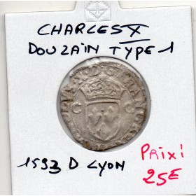 Douzain 1er type 1593 D Lyon Charles X TB