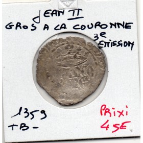Gros à la Couronne 3eme emission Jean II (1359) TB-