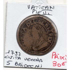 Vatican Civita Vecchia Pie VI 5 Baiocchi 1797 TB KM.6.1