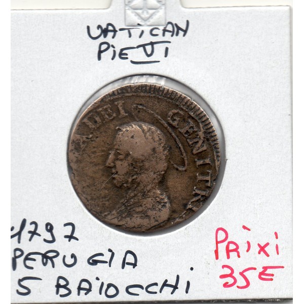 Vatican Perugia Pie VI 5 Baiocchi 1797 TB KM.8