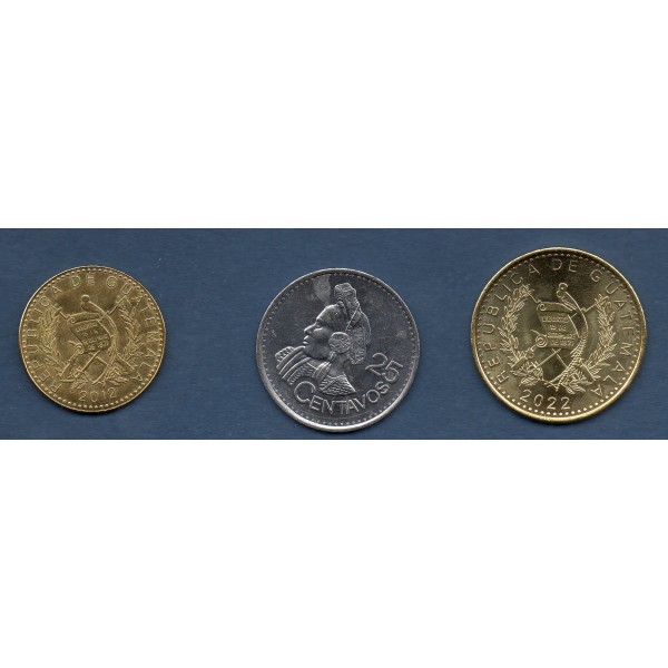 Lot de 3 pièces du Guatemala 2012 à 2022 Spl