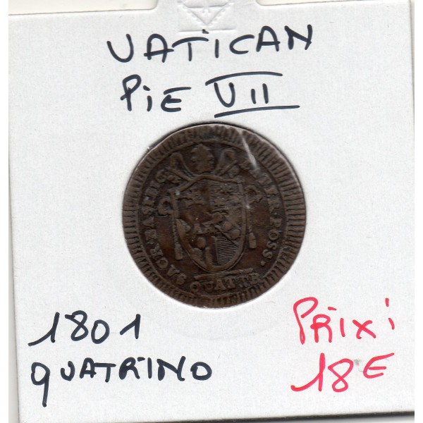 Vatican Pie VII 1 Quattrino 1801 TTB, KM.1260