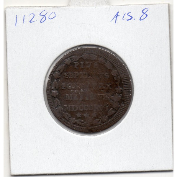 Vatican Pie VII 1/2 baiocco 1816 TTB-, KM.1277