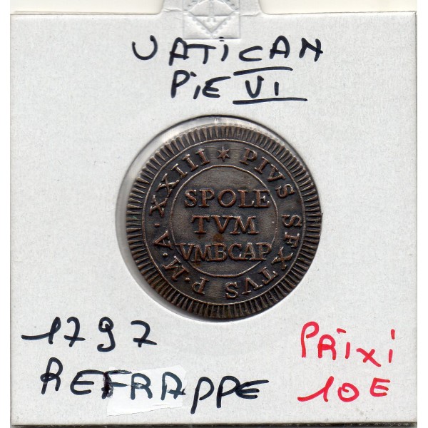 Vatican Pie VI refrappe 6 Baiocchi 1797 Spl, KM.3