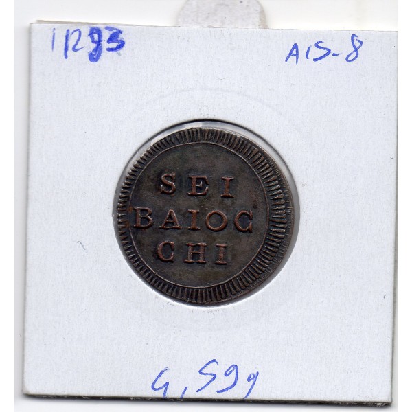 Vatican Pie VI refrappe 6 Baiocchi 1797 Spl, KM.3