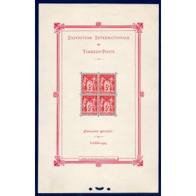 Bloc France feuillet Yvert 1 Paris, exposition internationale neuf **  signé Calves