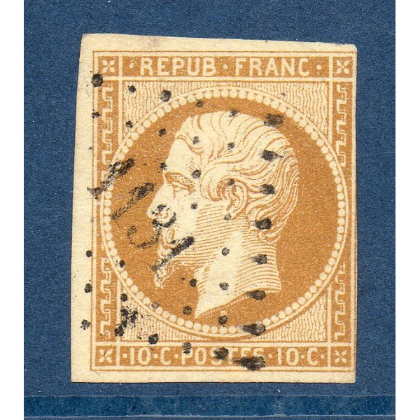 Timbre France Yvert No 9 Type Présidence 10c Bistre Jaune Oblitéré petits chiffres 1181