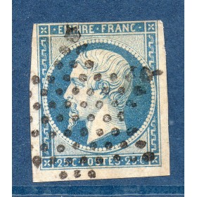 Timbre France Yvert No 15 Empire 25c Bleu Oblitéré étoile de Paris