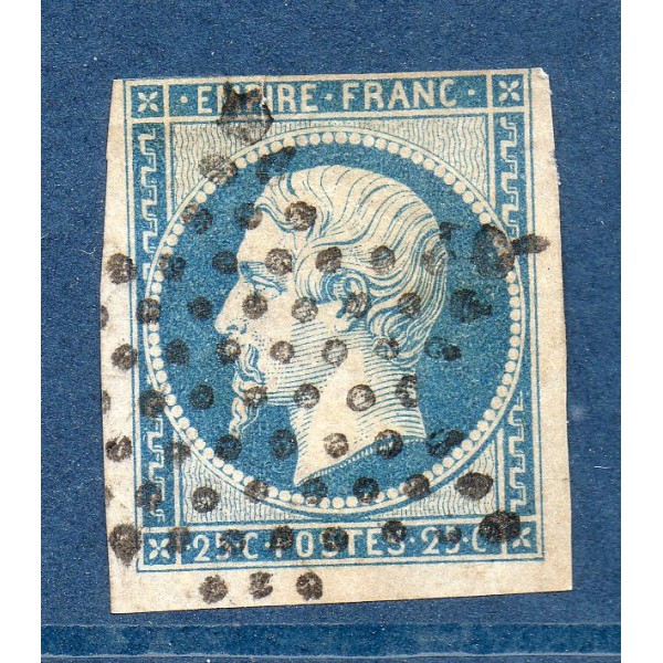 Timbre France Yvert No 15 Empire 25c Bleu Oblitéré étoile de Paris