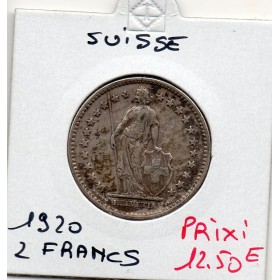 Suisse 2 francs 1920 TTB, KM.21