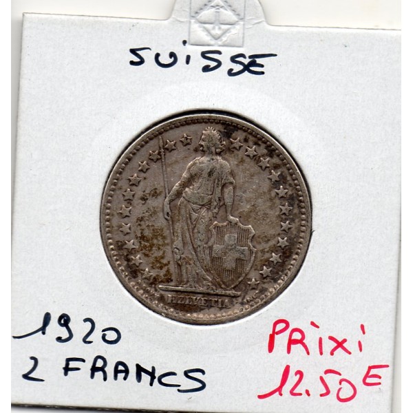 Suisse 2 francs 1920 TTB, KM.21