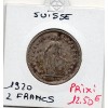 Suisse 2 francs 1920 TTB, KM.21