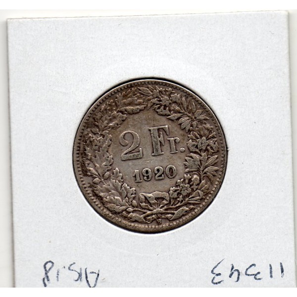 Suisse 2 francs 1920 TTB, KM.21