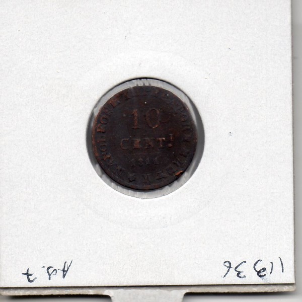 Italie 10 centesimi 1811 M Milan TB,  KM.C4 Napoleon 1er